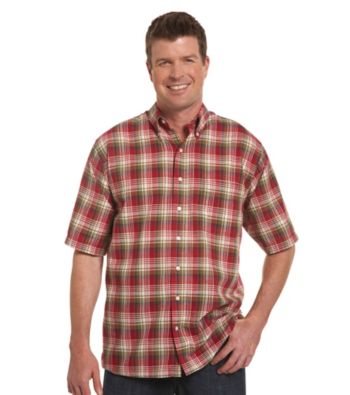 Oak Hill® Men's Big & Tall Madras Sport Shirt