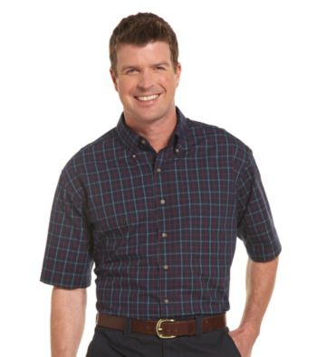 Harbor Bay® Men's Big & Tall Navy/Multicolored Easy Care Grid Sport Shirt