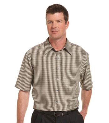 Synrgy Men's Big & Tall Mini Plaid Microfiber Sport Shirt