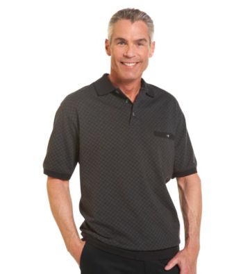 Harbor Bay® Men's Big & Tall Diamond Jacquard Banded-Bottom Shirt