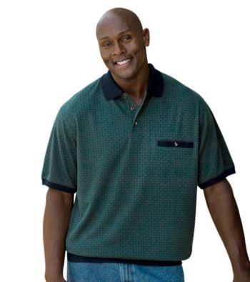Harbor Bay® Men's Big & Tall Box Jacquard Banded-Bottom Shirt