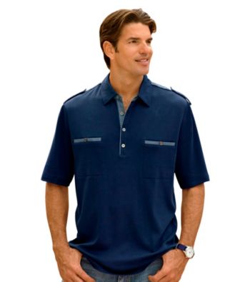Synrgy Men's Big & Tall Deep Navy Mixed Media Polo