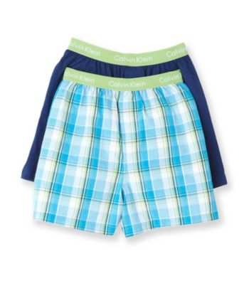 Calvin Klein Boys' 4-18 Blue Plaid 2-pk. Boxer Shorts