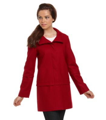 Nine West® Single-Breasted Stand Collar Pant Coat