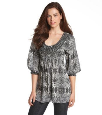 Oneworld® Mosaic Print Embellished Top