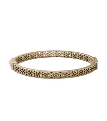 Fossil® Goldtone Hinged Bangle Bracelet with Signature Cut Out Pattern
