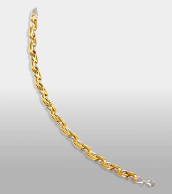 14K Gold And Sterling Silver Link Bracelet