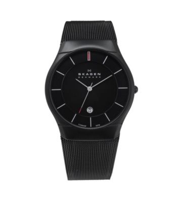 Skagen Denmark Men's Black Titanium Mesh Watch