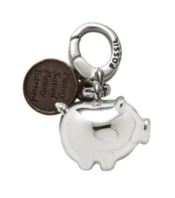 Fossil® Silvertone Piggy Bank Charm