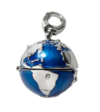 Fossil® Silvertone and Blue Globe Charm