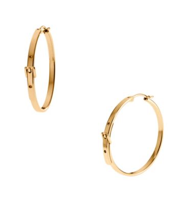 Michael Kors® Goldtone Medium Buckle Hoop Earrings