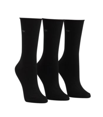 Calvin Klein 3-pk. Roll Top Crew Socks - Black