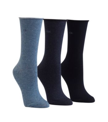 Calvin Klein 3-pk. Roll Top Crew Socks - Stonewash Denim Navy