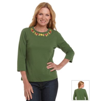 Breckenridge® Petites' Solid Embroidered Tee