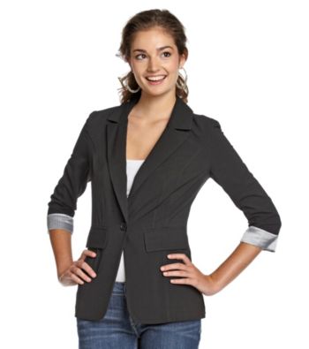 A. Byer Juniors' Striped Cuffed Sleeve Jacket
