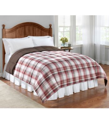 LivingQuarters Burgundy & Chocolate Plaid Reversible Microfiber Down-Alternative Comforter