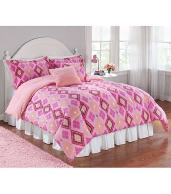Pink Argyle Comforter Set by LivingQuarters Kids