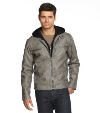 Give your look an urban edge in this cool, zip-front moto jacket with zip-out bib and hood for added warmth.