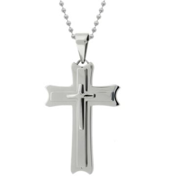 Triple Layer Cross Pendant W/Bead Chain