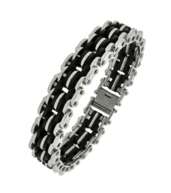 Link Bracelet with Rubber and Stainless Steel