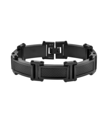 Link Bracelet with Carbon Fiber and Black Ion Plating