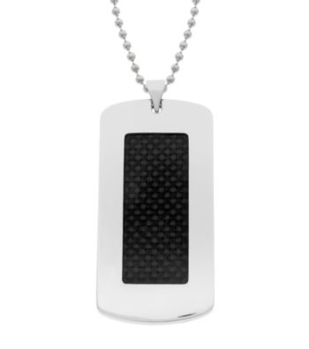 Dog Tag with Black Carbon Fiber W/Bead Chain