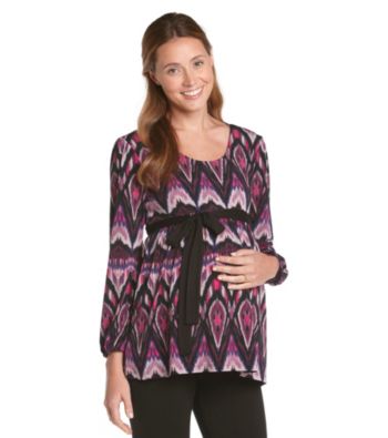 Three Seasons Maternity™ Belted Print Top