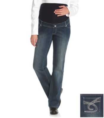 Three Seasons Maternity™ Embellished Five-Pocket Stretch Denim Jean