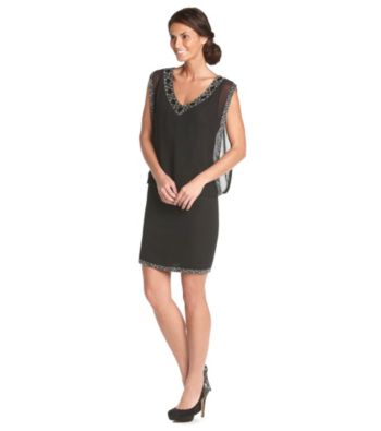 J Kara® Short, Beaded V-Neck Dress