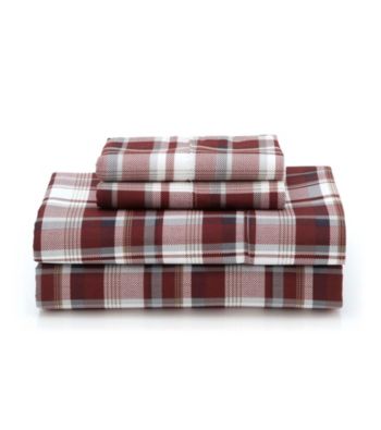 LivingQuarters Cold-Weather Performance Red Plaid Sheet Sets