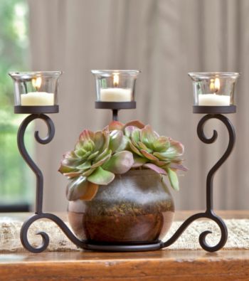 The Pomeroy Collection Warwick Candleholder Floral Centerpiece