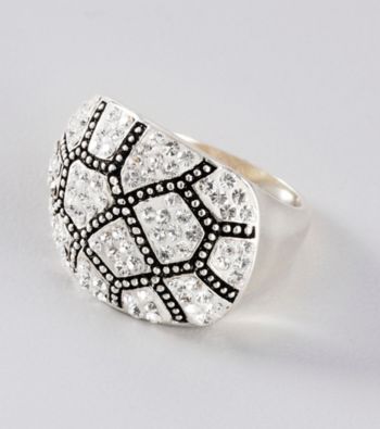 Athra Pave Crystal Silver Plate Ring