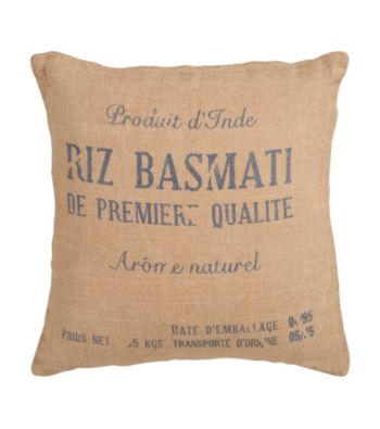 Surya Burlap and Blue Decorative Pillow