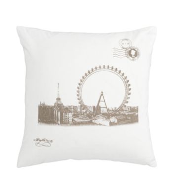 Surya Ivory and Brown Ferris Wheel Decorative Pillow