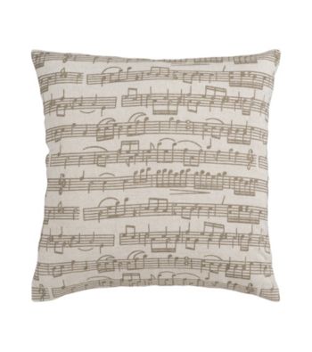 Surya Beige and Brown Music Notes Decorative Pillow