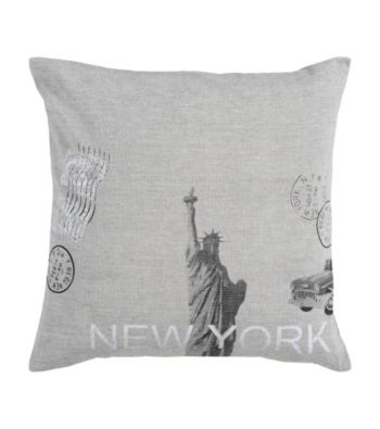 Surya Grey and Black New York Decorative Pillow
