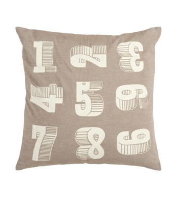 Surya Numbers Taupe and Ivory Decorative Pillow