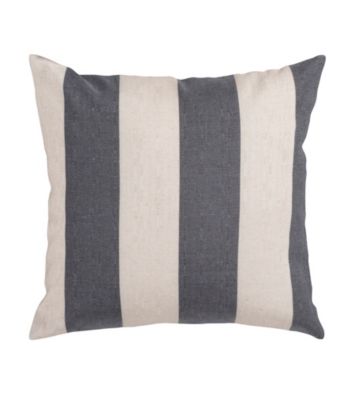 Surya Grey and Ivory Thick Stripe Pillow