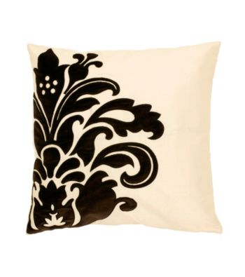 Surya Black and White Elegant Flower Decorative Pillow