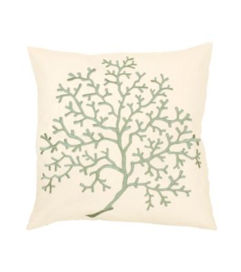 Surya Ivory and Blue Subtle Tree Decorative Pillow