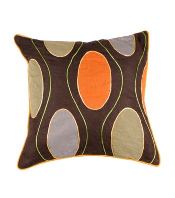 Surya Chocolate Multi-Colored Large Circles Decorative Pillow