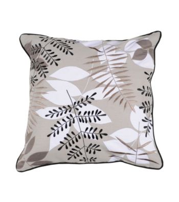 Surya Grey and Taupe Leaves Decorative Pillow