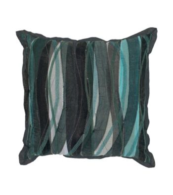 Surya Navy and Charcoal Swirls and Stripes Decorative Pillow