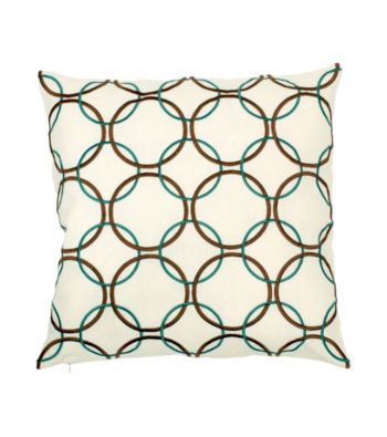 Surya Ivory and Tan Large Thin Circles Decorative Pillow