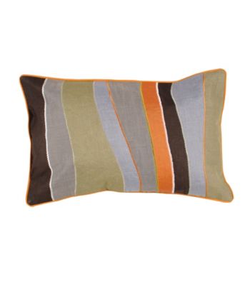 Surya Chocolate and Sage Thick and Thin Stripes Decorative Pillow