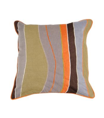 Surya Chocolate and Sage Thick and Thin Stripes Decorative Pillow