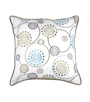 Surya White and Teal Dots Decorative Pillow
