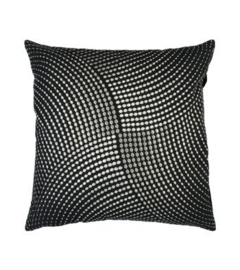 Surya Black and Silver Metallic Circles Decorative Pillow