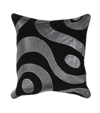 Surya Black and Silver Zig Zag Decorative Pillow