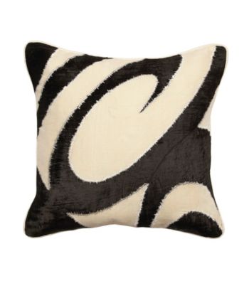 Surya Ecru and Black Thick Swirls Decorative Pillow